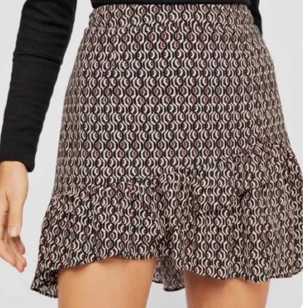 Free‎ People Nadia Geometric Ruffle Flow Skirt